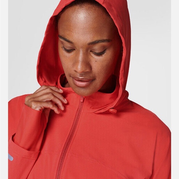 Sweaty Betty Fast Track Full Zip Through  Pentas Red Hoodie Running Jacket NWOT - Picture 4 of 12